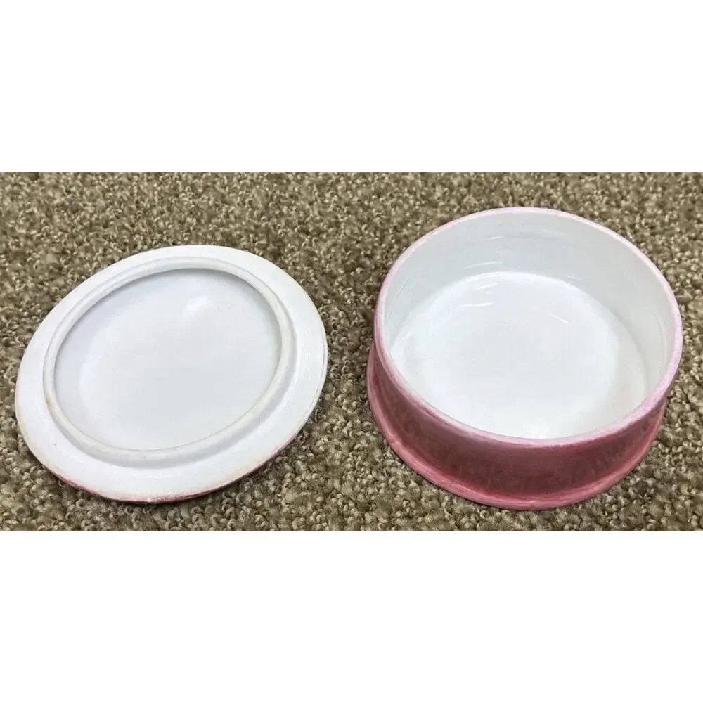 Vtg Porcelain Hand Painted Trinket Dresser Box Collette Gesinger Vibrant Pink Fl